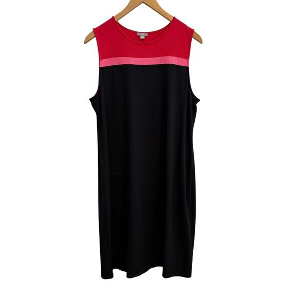 J. Jill Red and Black Sleeveless Midi Dress - Picture 1 of 7
